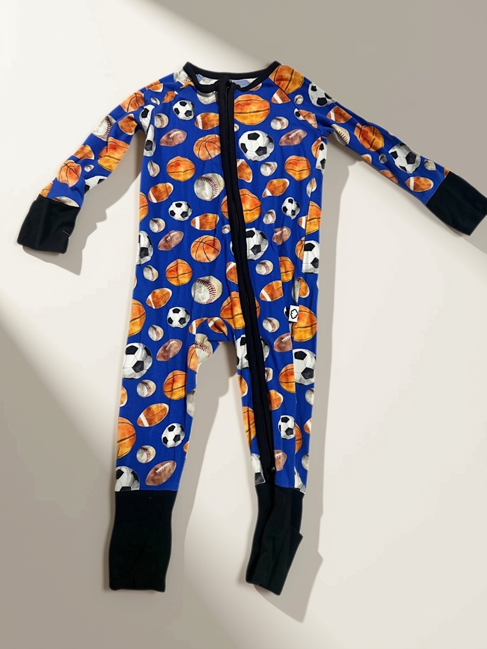 Ready Zzz’s Baby boy Blue Sports Print Bamboo Zipper Pajamas